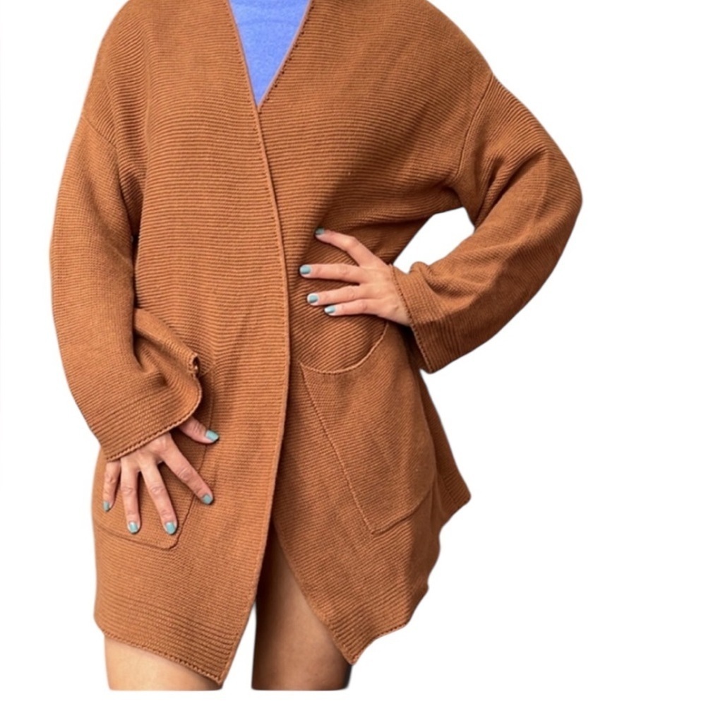 Oak + Fort Brown oversized cotton knitt Cardigan S
